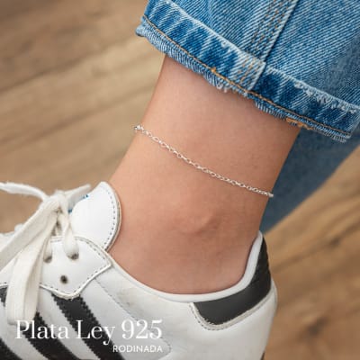 Tobillera Plata Rodinada Mini Corazón