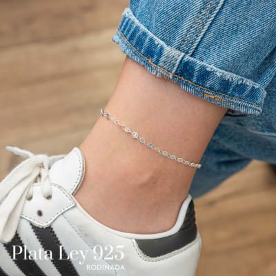 Tobillera Plata Rodinada Mini Sellos Satinados1