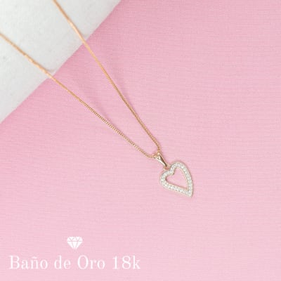 Collar Baño Circonita y Corazón