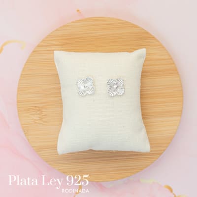Aros Plata Rodinada Trébol Cleef2