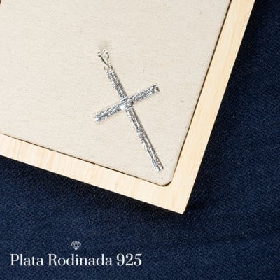 Colgante Rodinado Cruz Maxi Satinada
