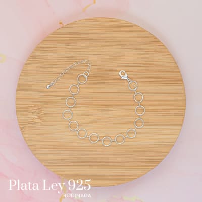 Pulsera Plata Rodinada Argollas con Satinado2