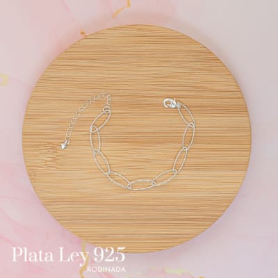 Pulsera Plata Rodinada Argollas Ovaladas2