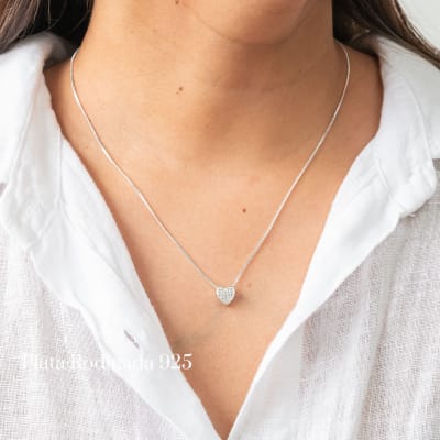 Collar Plata Rodinada Mini Circonitas Amor1