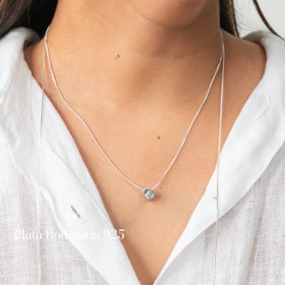 Collar Plata Rodinada Maxi Largo Circonita