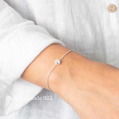 Pulsera Plata Rodinada Punto de Luz1