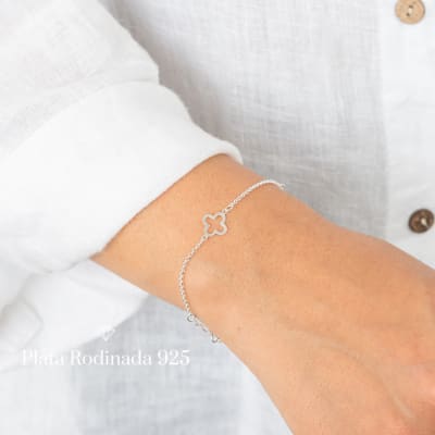 Pulsera Plata Rodinada Cleef Calado