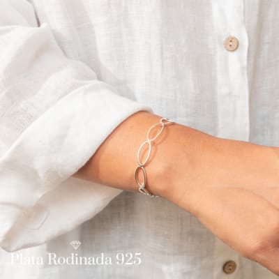 Esclava Plata Rodinada Ovalada