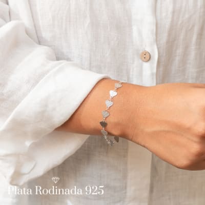 Pulsera Plata Rodinada Amor