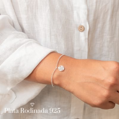 Pulsera Plata Rodinada Cleef Circonita