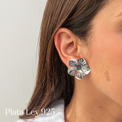 Aros Plata Rodinada Maxi Flores