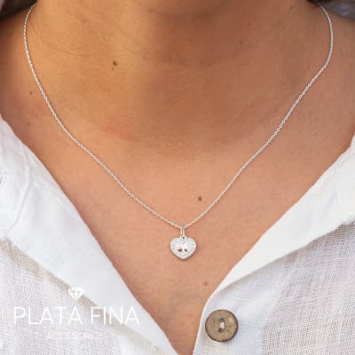 Collar Plata Mini Corazón y Arbol de la Vida1