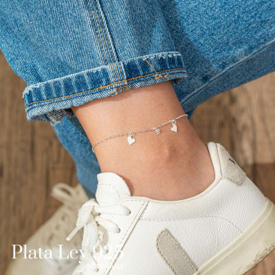 Tobillera Plata Rodinada Amor y Circonitas1