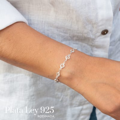 Pulsera Plata Rodinada Puntos de Luz1