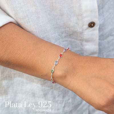 Pulsera Plata Rodinada Circonitas de Primavera2