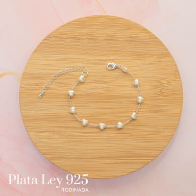 Pulsera Plata Rodinada Perlas de Amor2
