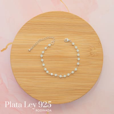 Pulsera Plata Rodinada Piedra Natural1