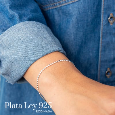 Pulsera Plata Rodinada Mini Puntos1