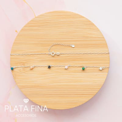 Collar Plata Piedra Naturales Colores1