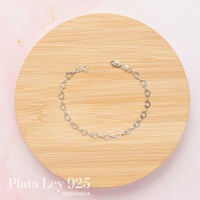 Pulsera Plata Rodinada Corazón1