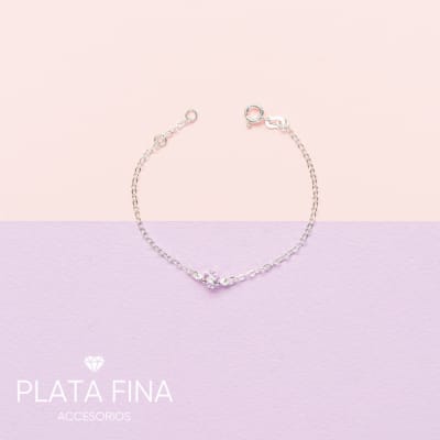 Pulsera Plata Trébol Circonita Lila1