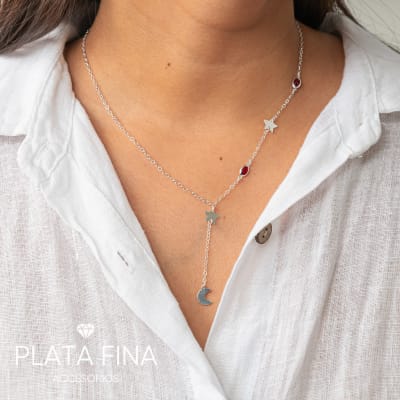 Collar Plata Estrella - Luna con Circonitas1