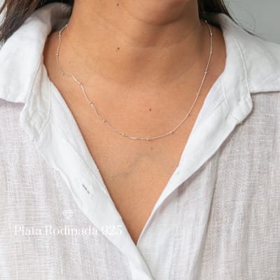 Collar Plata Rodinada Mini Bolitas1