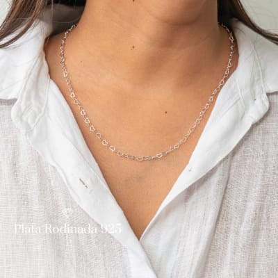 Cadena Plata Rodinada Cadeneta Corazones1