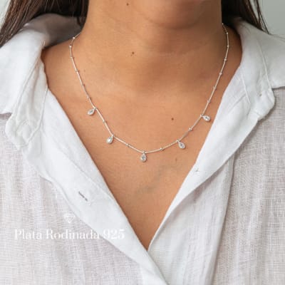 Collar Plata Rodinada Dijes de Circonitas1