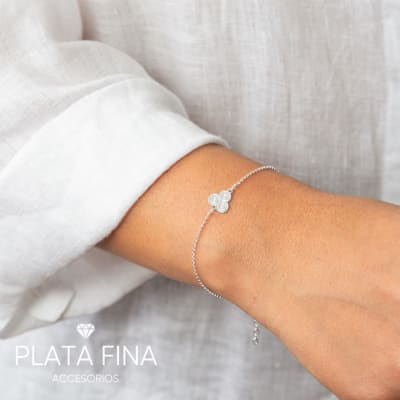 Pulseras Plata Trébol 3 Hojas1