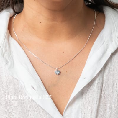 Conjunto Plata Rodinada Dije Corazón Circonitas1