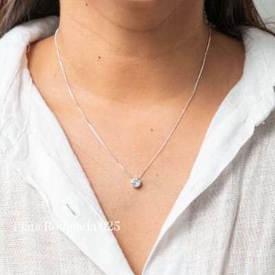 Conjunto Plata Rodinada Dije Luz Circonita1