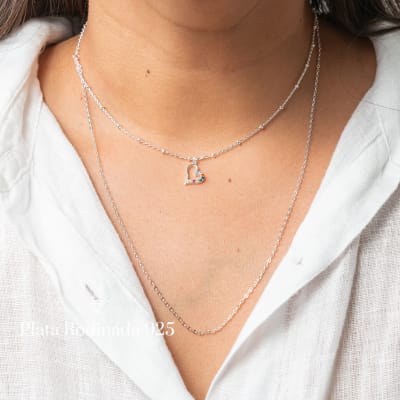 Conjunto Plata Rodinada Amor Circonita Doble