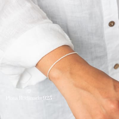 Pulsera Plata Rodinada Tejido Satinada1