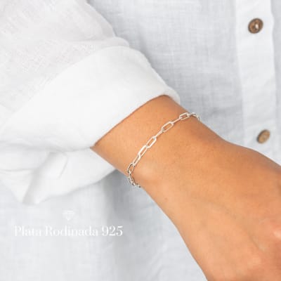 Pulsera Plata Rodinada Mini Eslabon