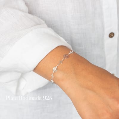 Pulsera Plata Rodinada Mini Arbol Vida1