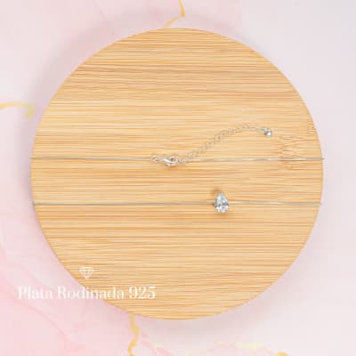 Conjunto Plata Rodinada Dije Luz Gota1