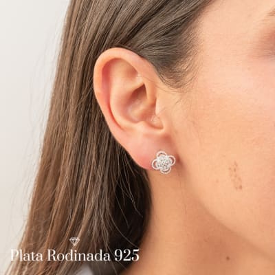 Aros Plata Rodinada Cleef Mini Circonitas