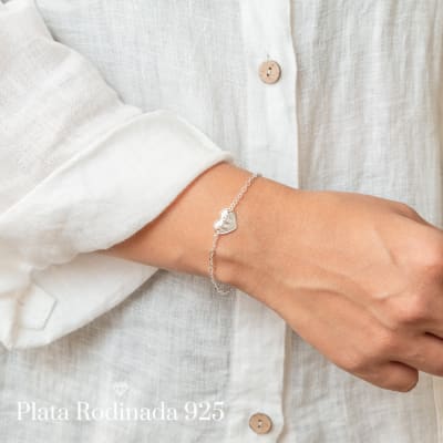 Pulsera Plata Rodinada Diseño Fe