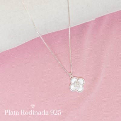 Collar Plata Rodinada Cleef Maxi Blanco