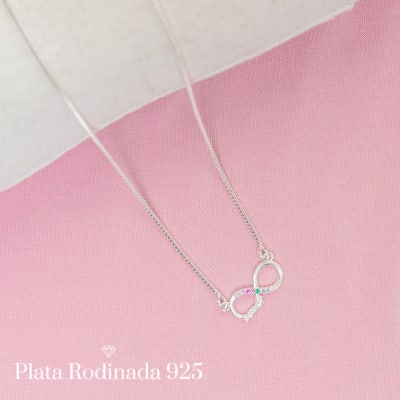 Collar Plata Rodinada Mini Infinito