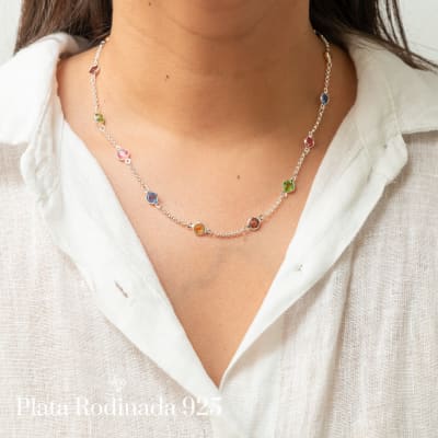 Collar Plata Rodinada Circonitas Primavera