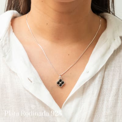 Collar Plata Rodinada Maxi Cleef Onix1