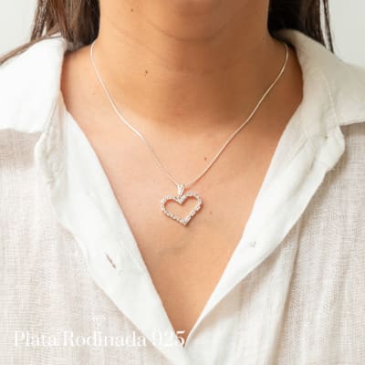 Collar Plata Rodinada Maxi Corazón