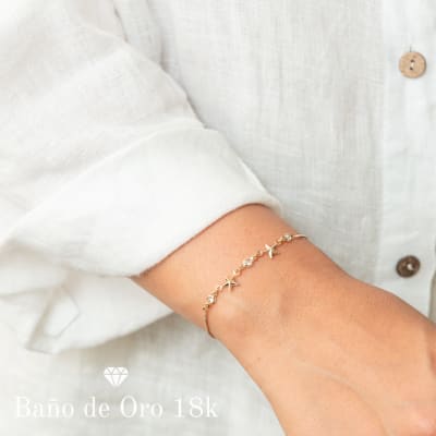 Pulsera Baño Estrellas y Circonitas