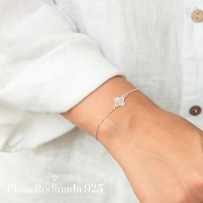 Pulsera Plata Rodinada Mini Cleef