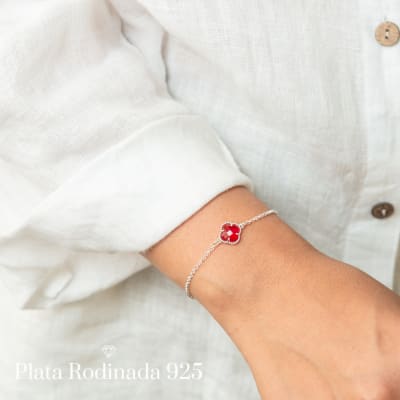 Pulsera Plata Rodinada Cleef Rubí1
