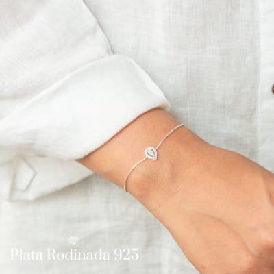Pulsera Plata Rodinada Mini Gota Circonita1