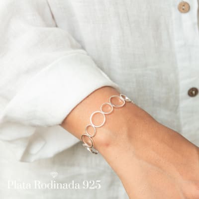 Esclava Plata Rodinada Circulos