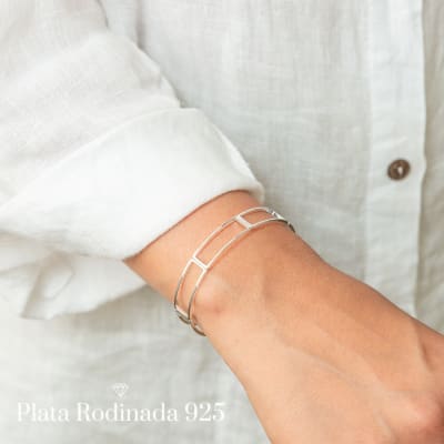 Esclava Plata Rodinada Geométrica1